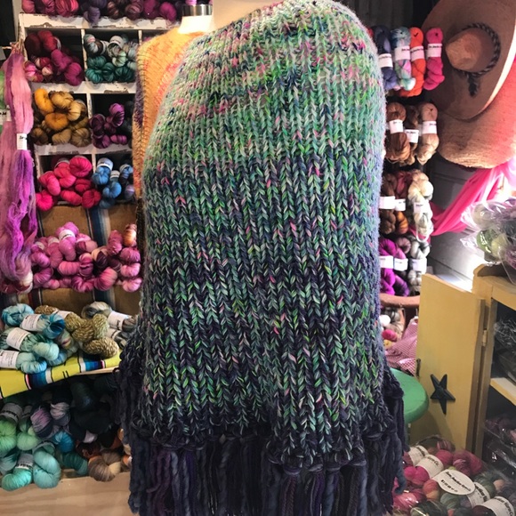 Boho Blue Poncho - Picture 6 of 10